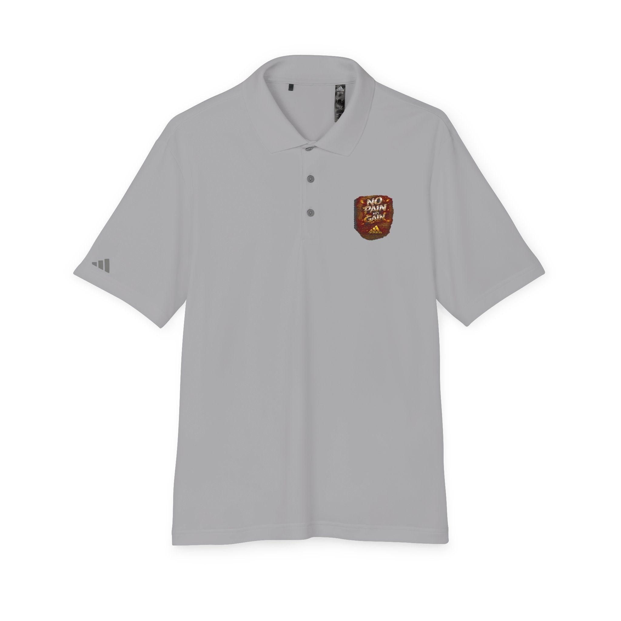 White Performance Polo with Chest Patch "Don't Text Me" — Athletic Casual Golf Shirt