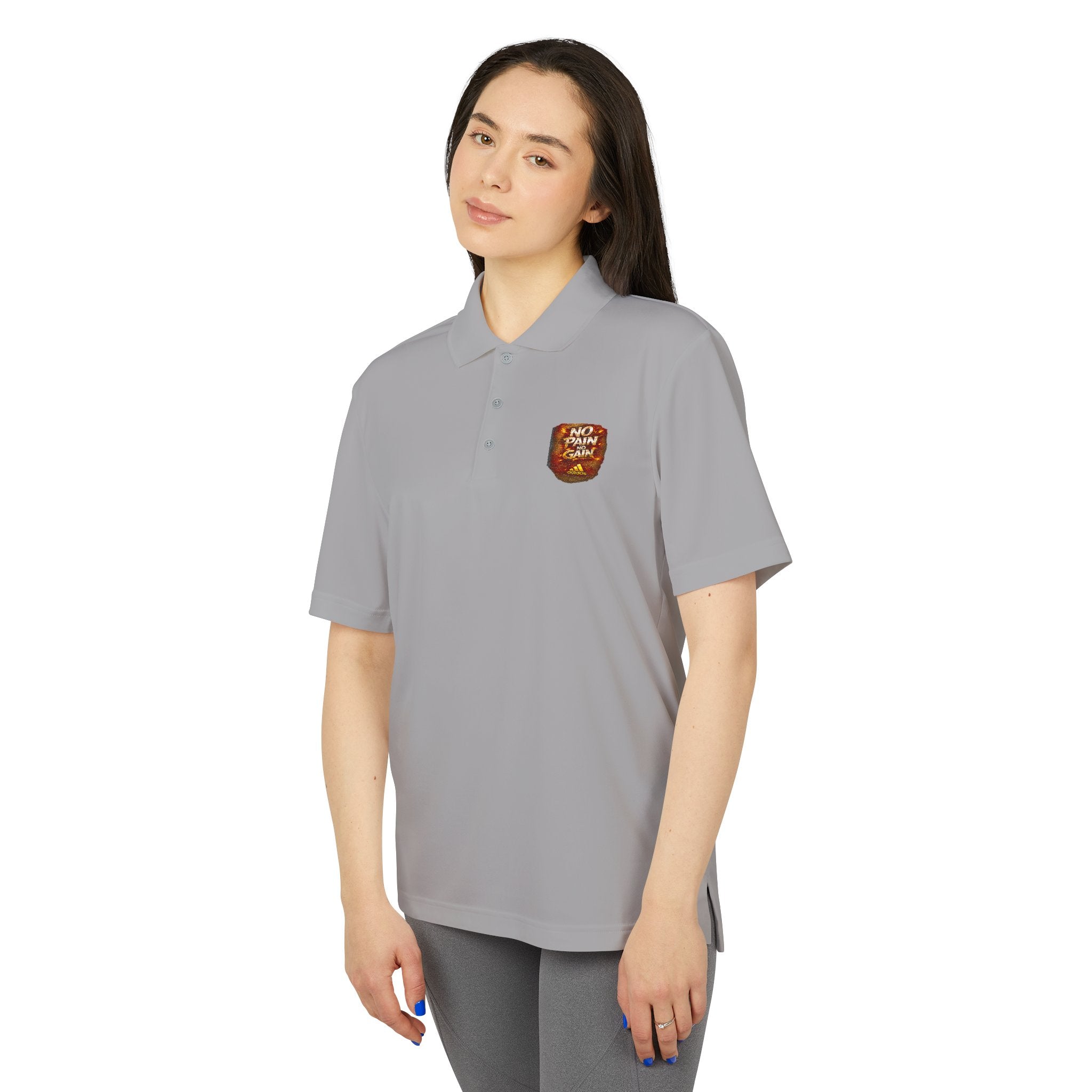 White Performance Polo with Chest Patch "Don't Text Me" — Athletic Casual Golf Shirt