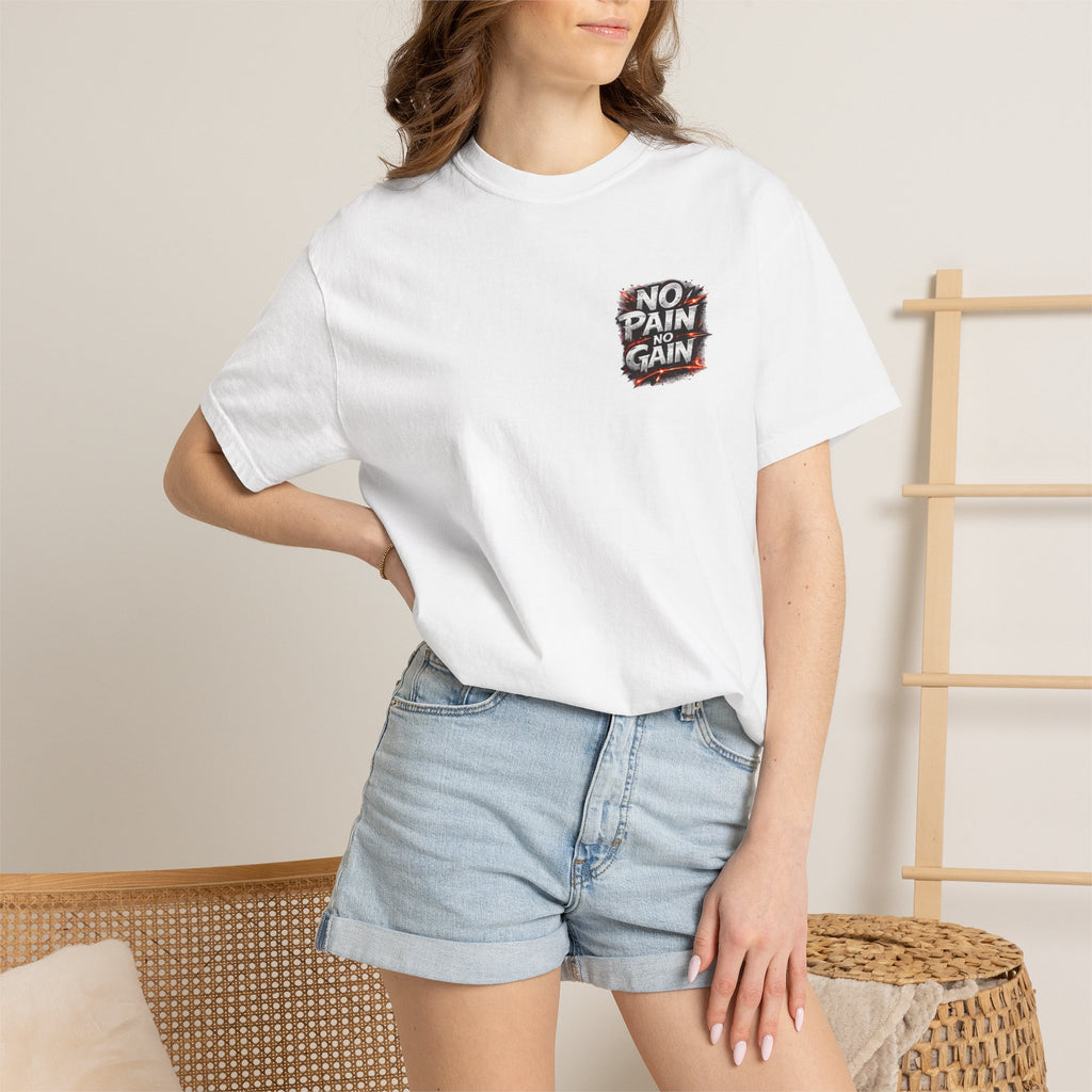 Motivation Tee — “No Pain No Gain” Front Badge & “Discipline Focus Grind” Back