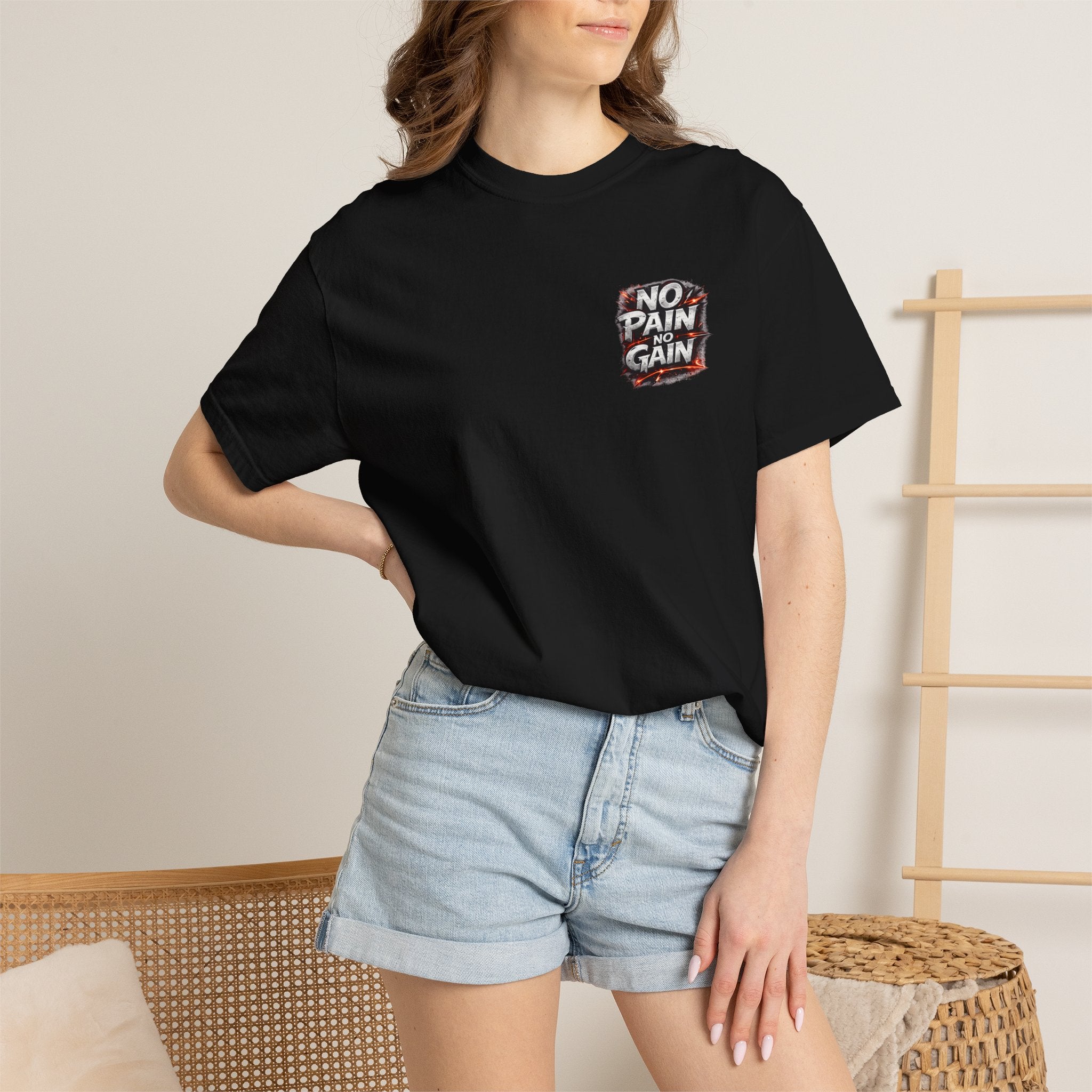 Motivation Tee — “No Pain No Gain” Front Badge & “Discipline Focus Grind” Back