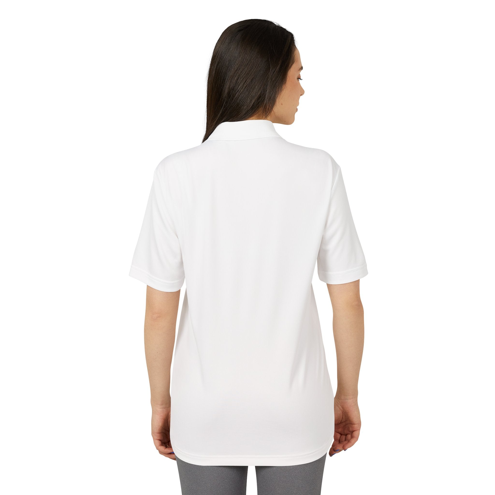 White Performance Polo with Chest Patch "Don't Text Me" — Athletic Casual Golf Shirt