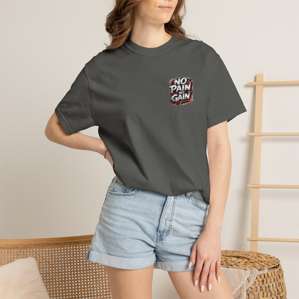 Motivation Tee — “No Pain No Gain” Front Badge & “Discipline Focus Grind” Back