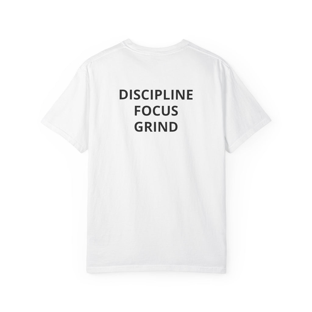 Motivation Tee — “No Pain No Gain” Front Badge & “Discipline Focus Grind” Back