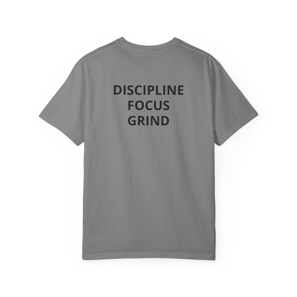 Motivation Tee — “No Pain No Gain” Front Badge & “Discipline Focus Grind” Back