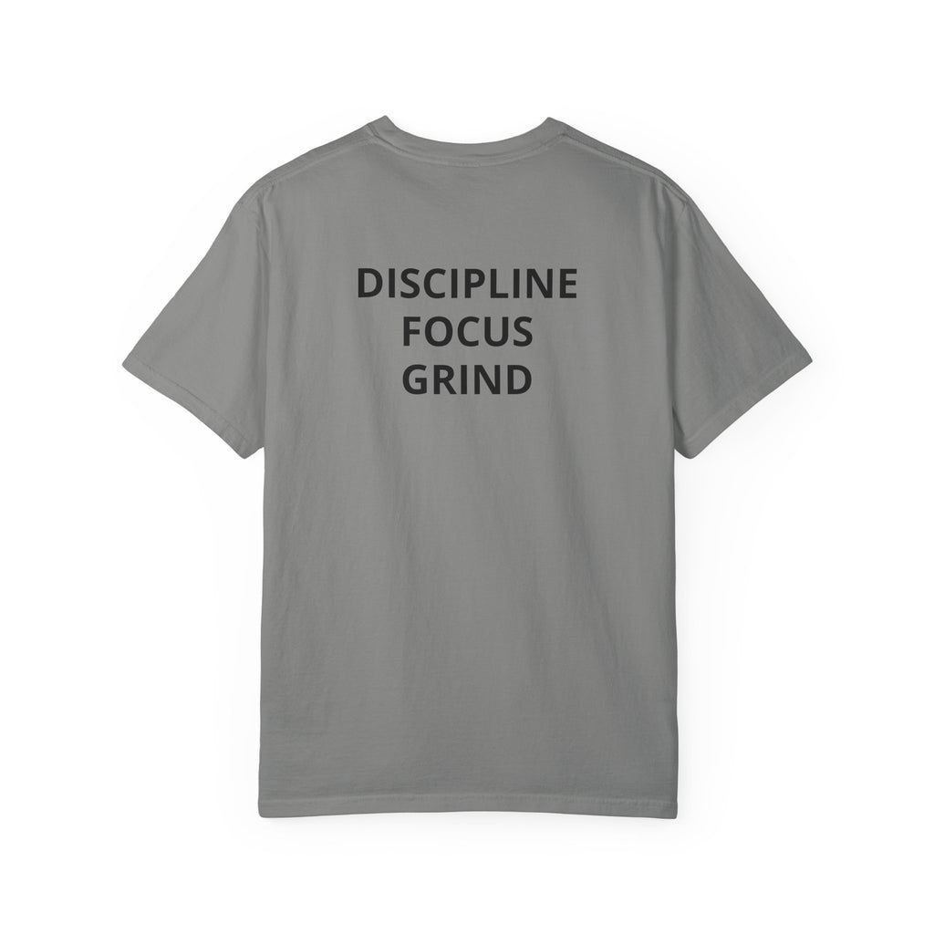 Motivation Tee — “No Pain No Gain” Front Badge & “Discipline Focus Grind” Back