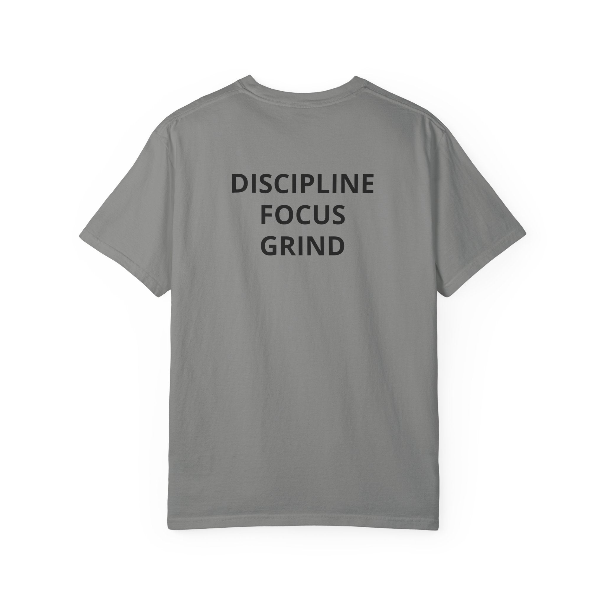 Motivation Tee — “No Pain No Gain” Front Badge & “Discipline Focus Grind” Back