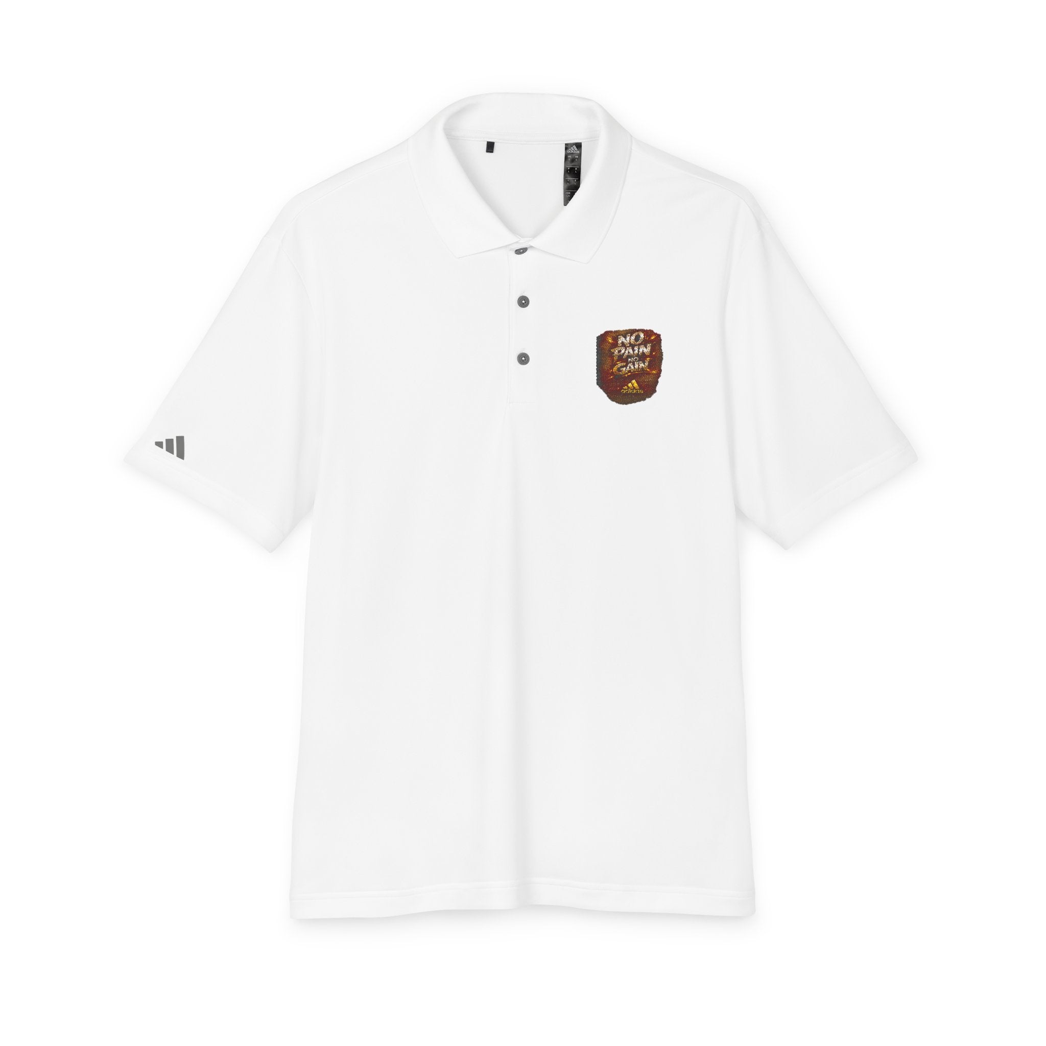 White Performance Polo with Chest Patch "Don't Text Me" — Athletic Casual Golf Shirt