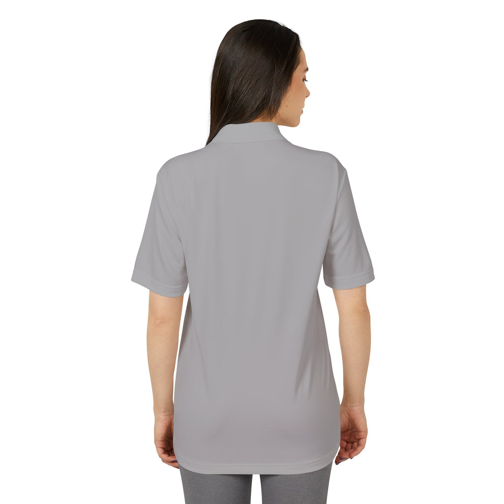 White Performance Polo with Chest Patch "Don't Text Me" — Athletic Casual Golf Shirt