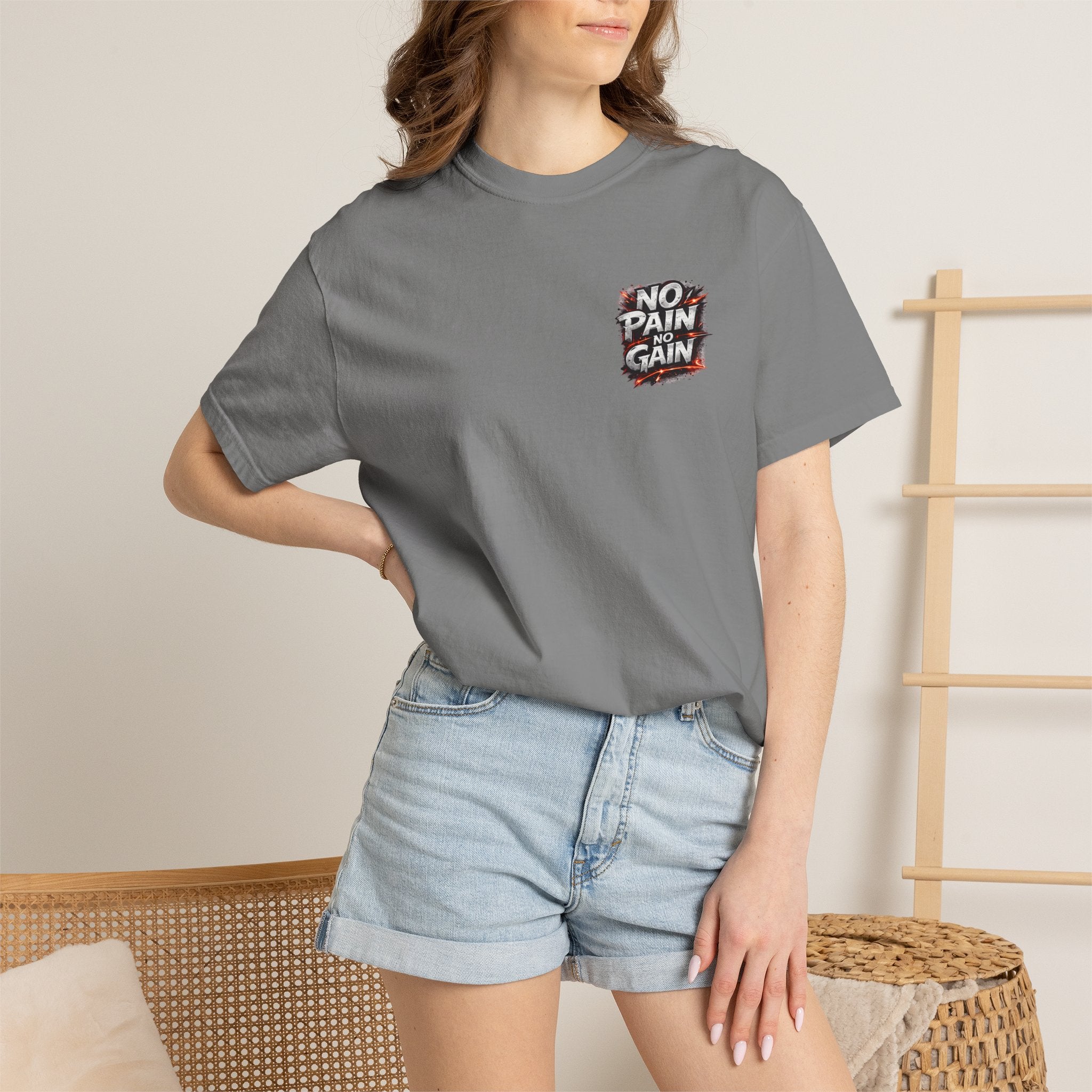 Motivation Tee — “No Pain No Gain” Front Badge & “Discipline Focus Grind” Back